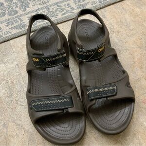 CROCS Dark Brown Sandals with Black Straps